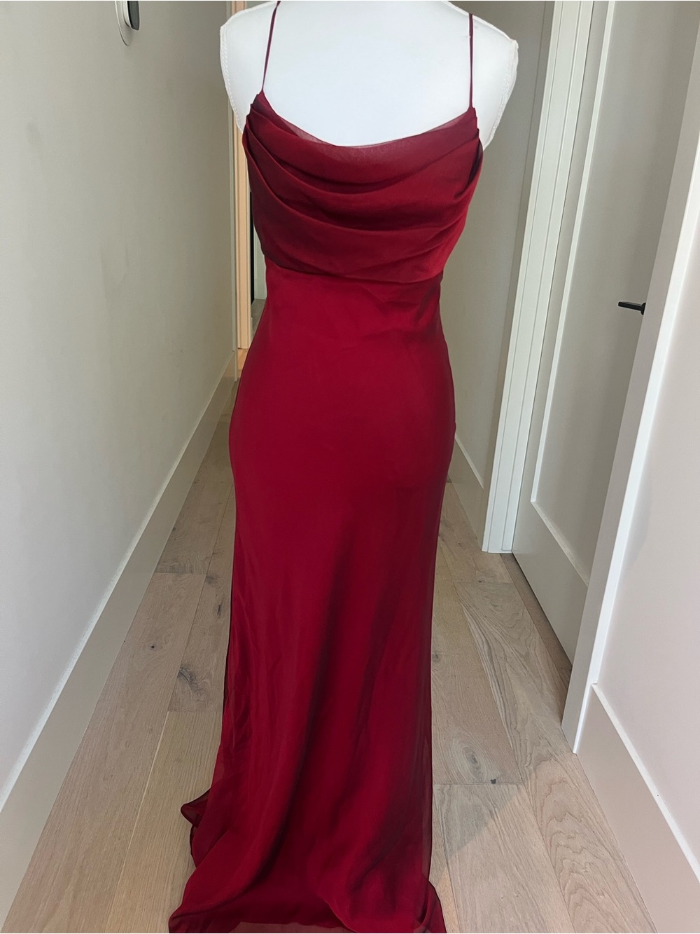 90s cache Red Cowl Neck evening Dress - Women